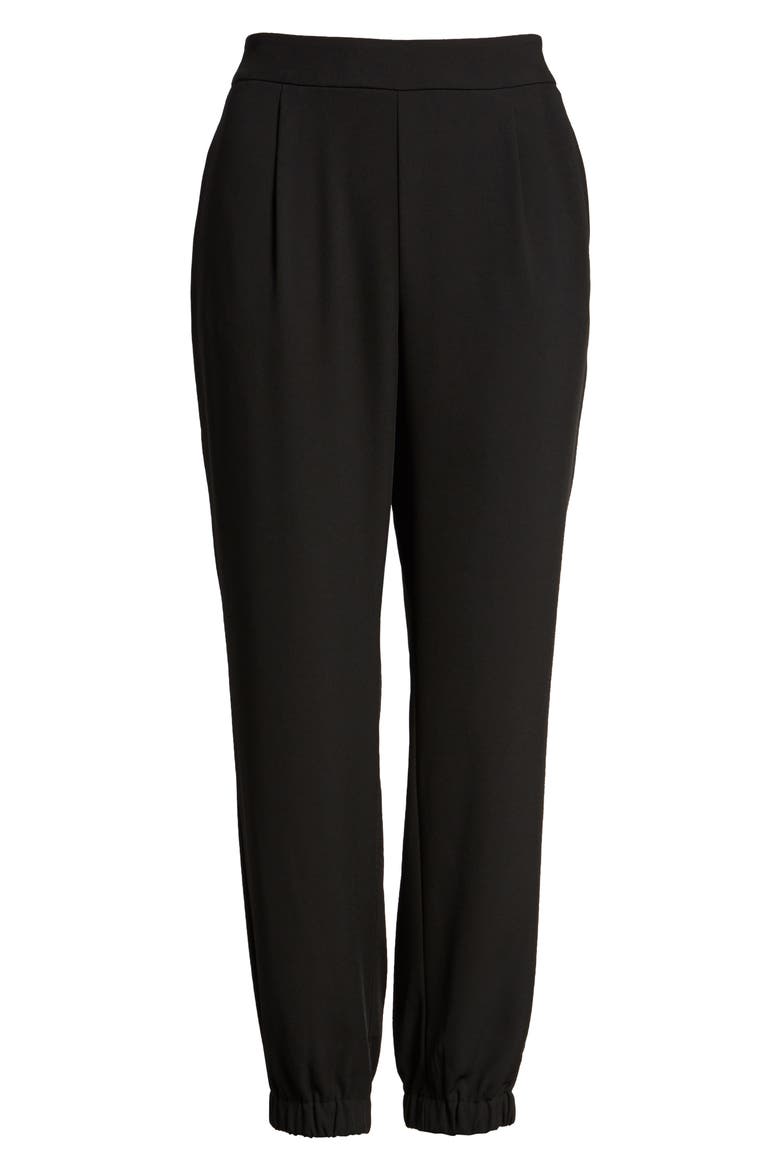 Stretch Crepe Jogger Pants, Alternate, color, BLACK