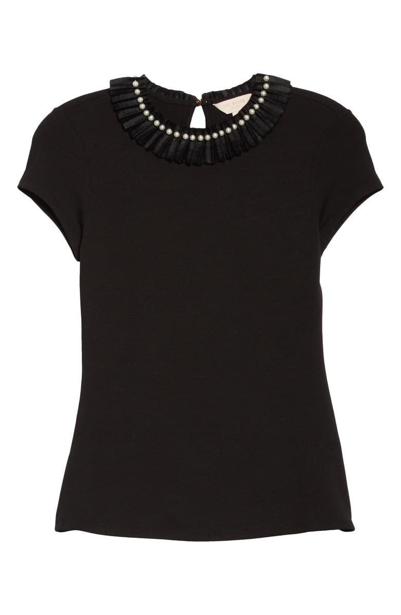 Ted Baker London Nikita Embellished Neck Fitted Top, Alternate, color,
