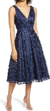Eliza J 3D Appliqué Fit & Flare Cocktail Dress