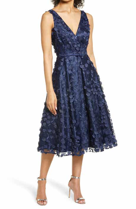 Eliza J 3D Appliqué Fit & Flare Cocktail Dress