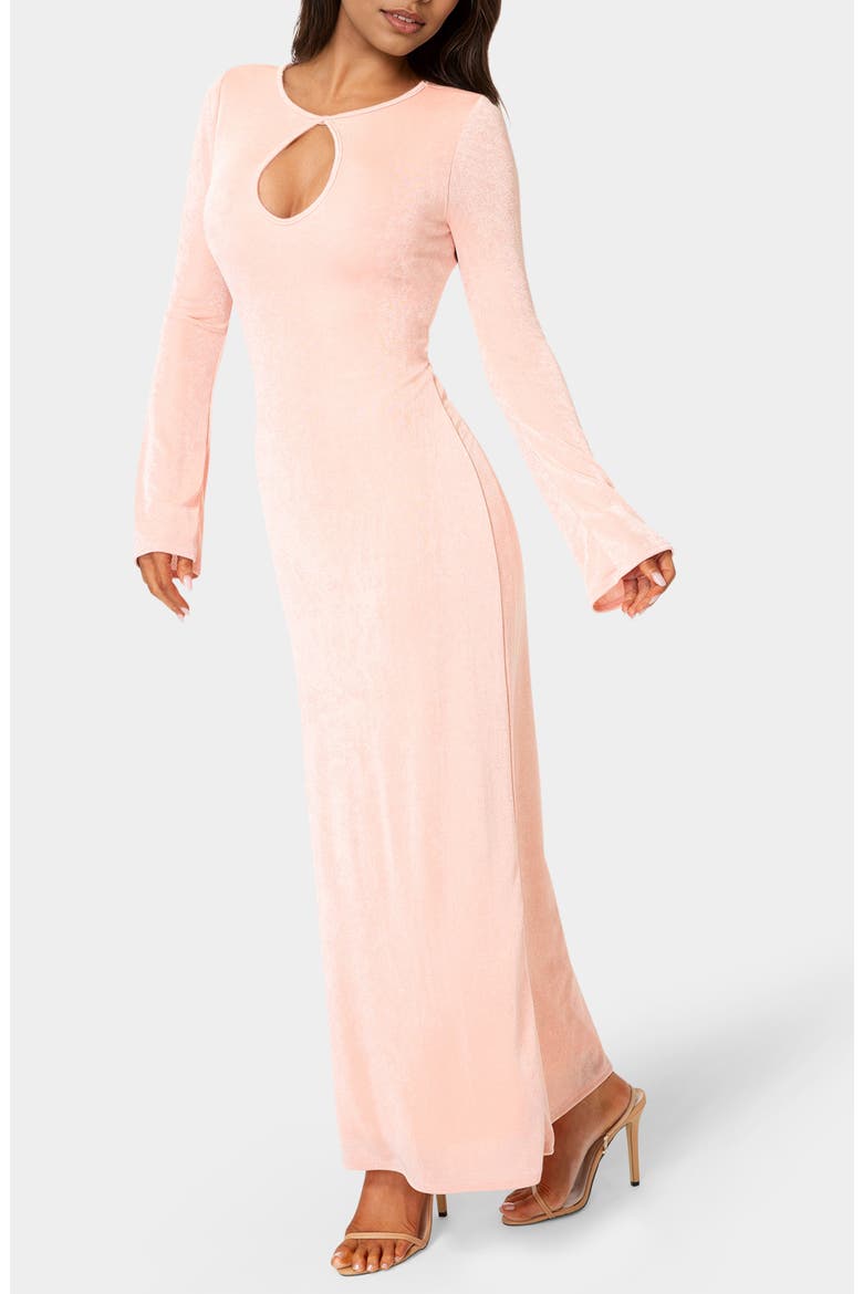 Keyhole Bell Sleeve Maxi Dress, Alternate, color, ROSE