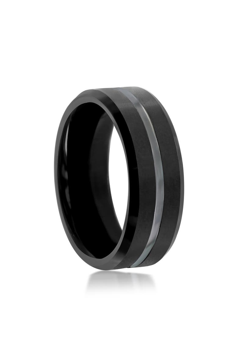 Men's Stripe Tungsten Ring, Alternate, color, BLACK