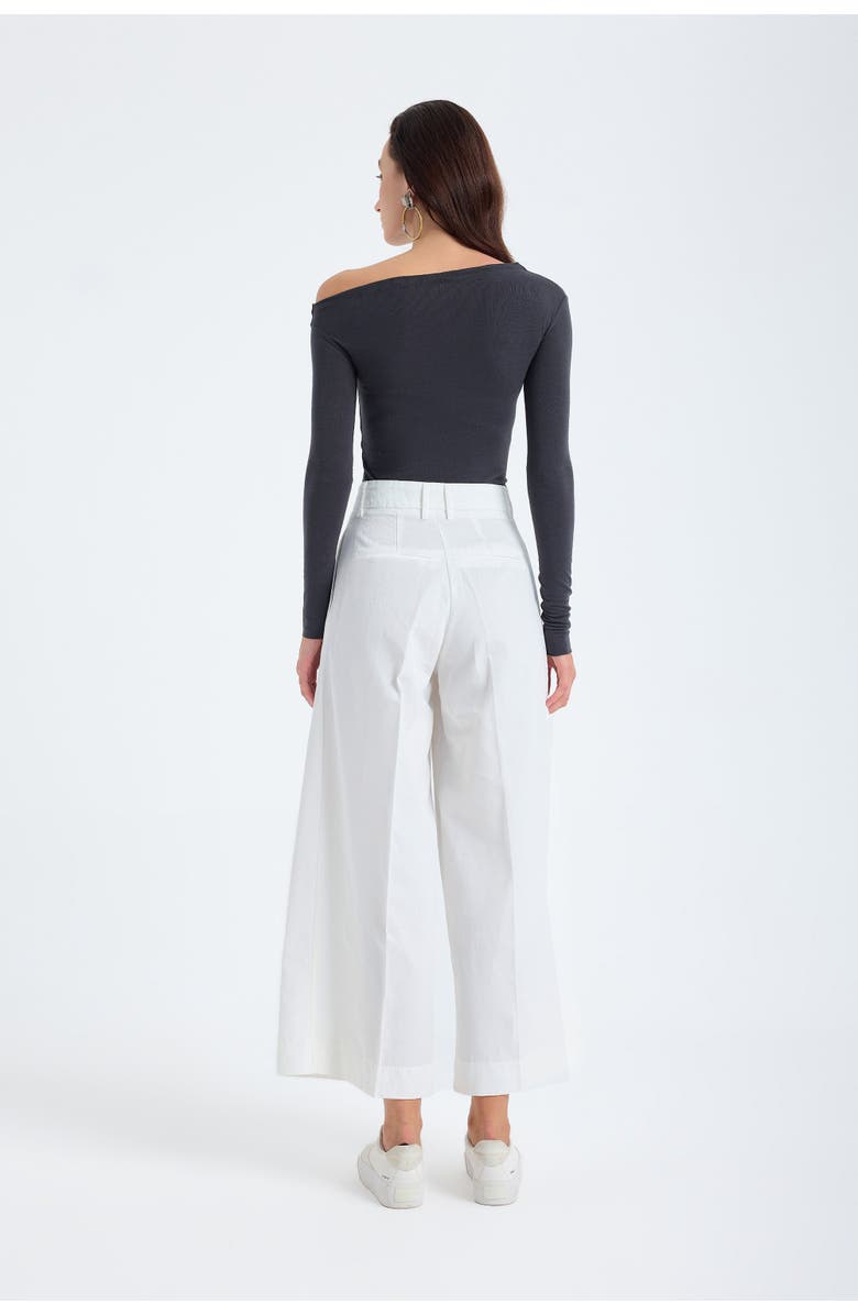 Monlicia Cyra Cotton Linen Blend Cropped Wide Leg Trousers, Alternate, color, White