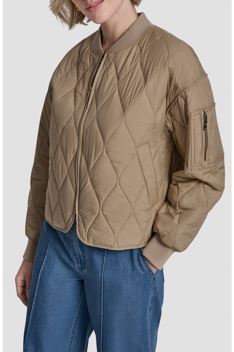 Quilted Bomber Jacket, Alternate, color, TRAVERTINE