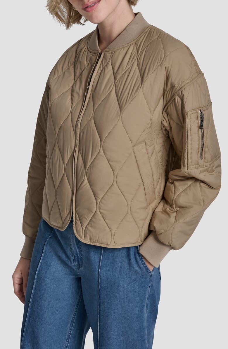 DKNY Quilted Bomber Jacket, Alternate, color, Travertine
