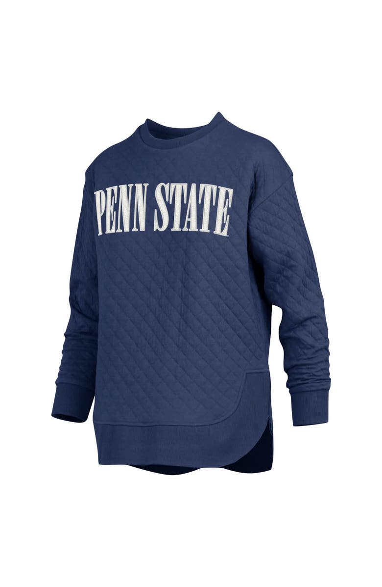 PRESSBOX Women's Pressbox Navy Penn State Nittany Lions Quilted Long Sleeve Pullover Sweatshirt, Alternate, color, Navy