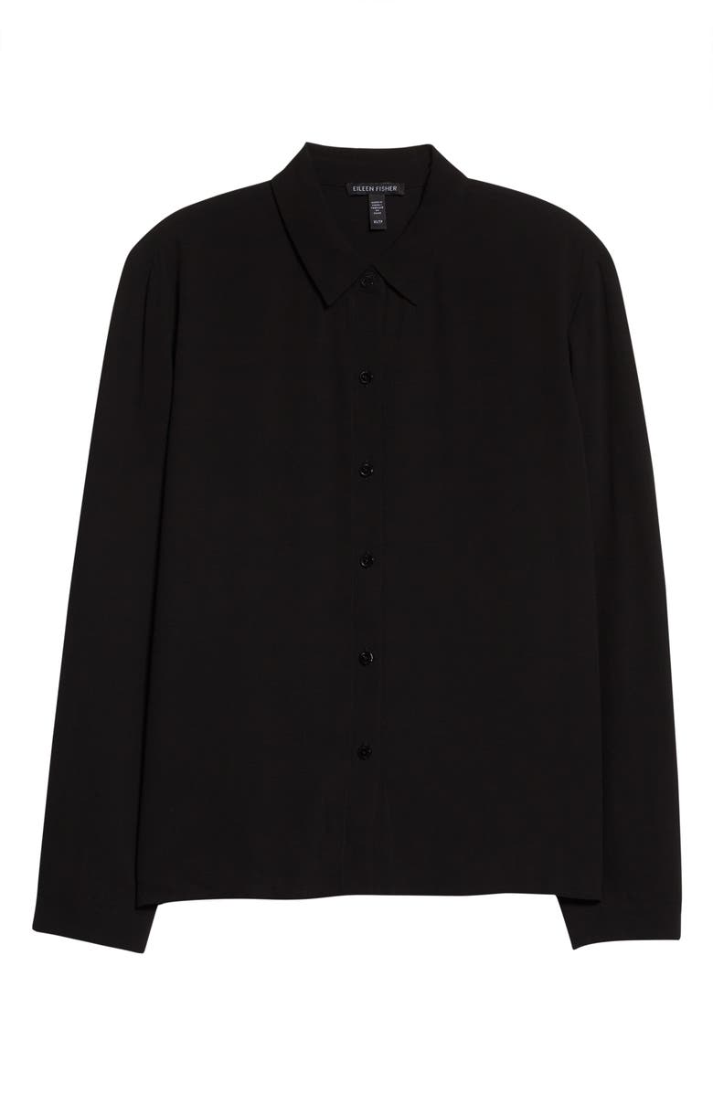Eileen Fisher Classic Collar Easy Silk Button-Up Shirt, Alternate, color,