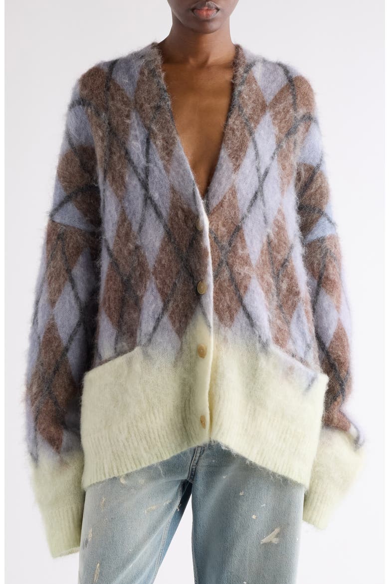 Katcher Argyle Mohair & Wool Blend Cardigan, Main, color, GREY/ BROWN