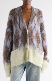 Acne Studios Katcher Argyle Mohair & Wool Blend Cardigan