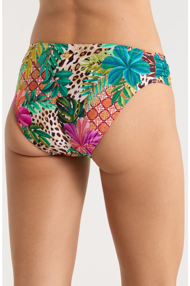 Paradise Heat Shirred Bikini Bottoms, Alternate, color, BROWN MULTI