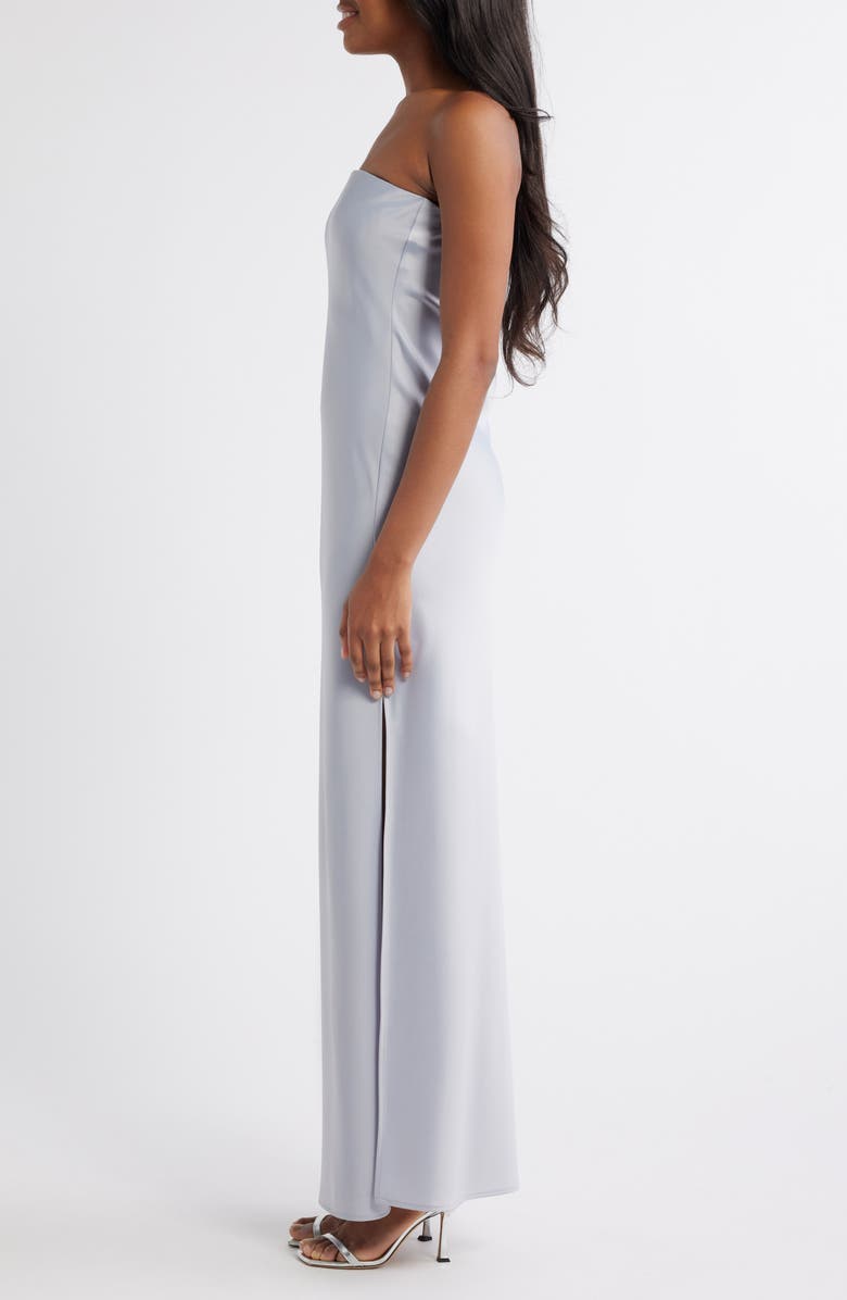 WAYF Odelle Strapless Satin Maxi Dress, Alternate, color, Powder Blue