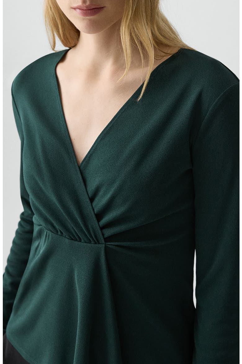 Gathered Neck Knit Top, Alternate, color, VIRIDIAN