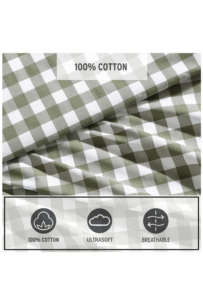 Preston Check Cotton Percale Sheet Set, Alternate, color, GREEN MULTI