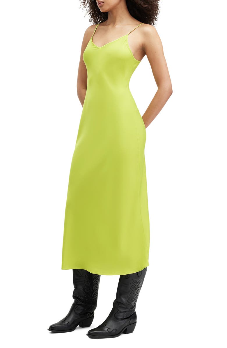 AllSaints Bryony Slipdress, Alternate, color, Zest Lime Green