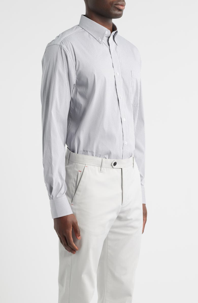 Roffe Accessories Eagle Regular Fit Grey Gingham Check Cotton Button-Down Oxford Shirt, Alternate, color, Gray