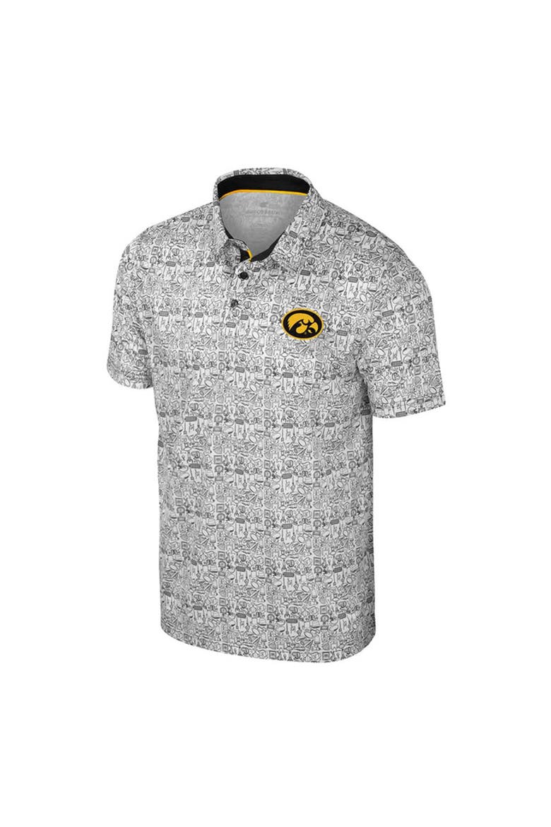 Men's Colosseum Black/White Iowa Hawkeyes Big & Tall Allover Polo, Alternate, color, Black