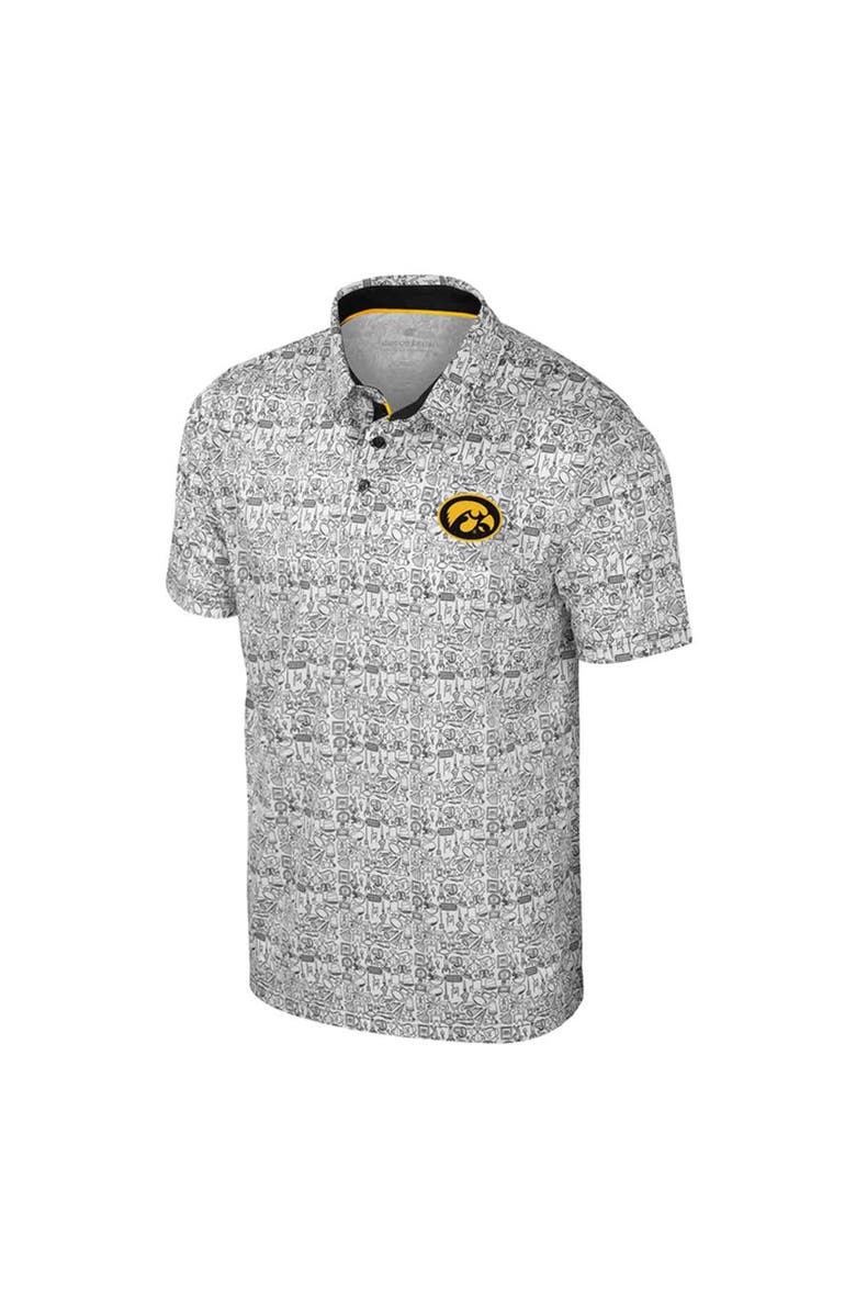 COLOSSEUM Men's Colosseum Black/White Iowa Hawkeyes Big & Tall Allover Polo, Alternate, color, Black