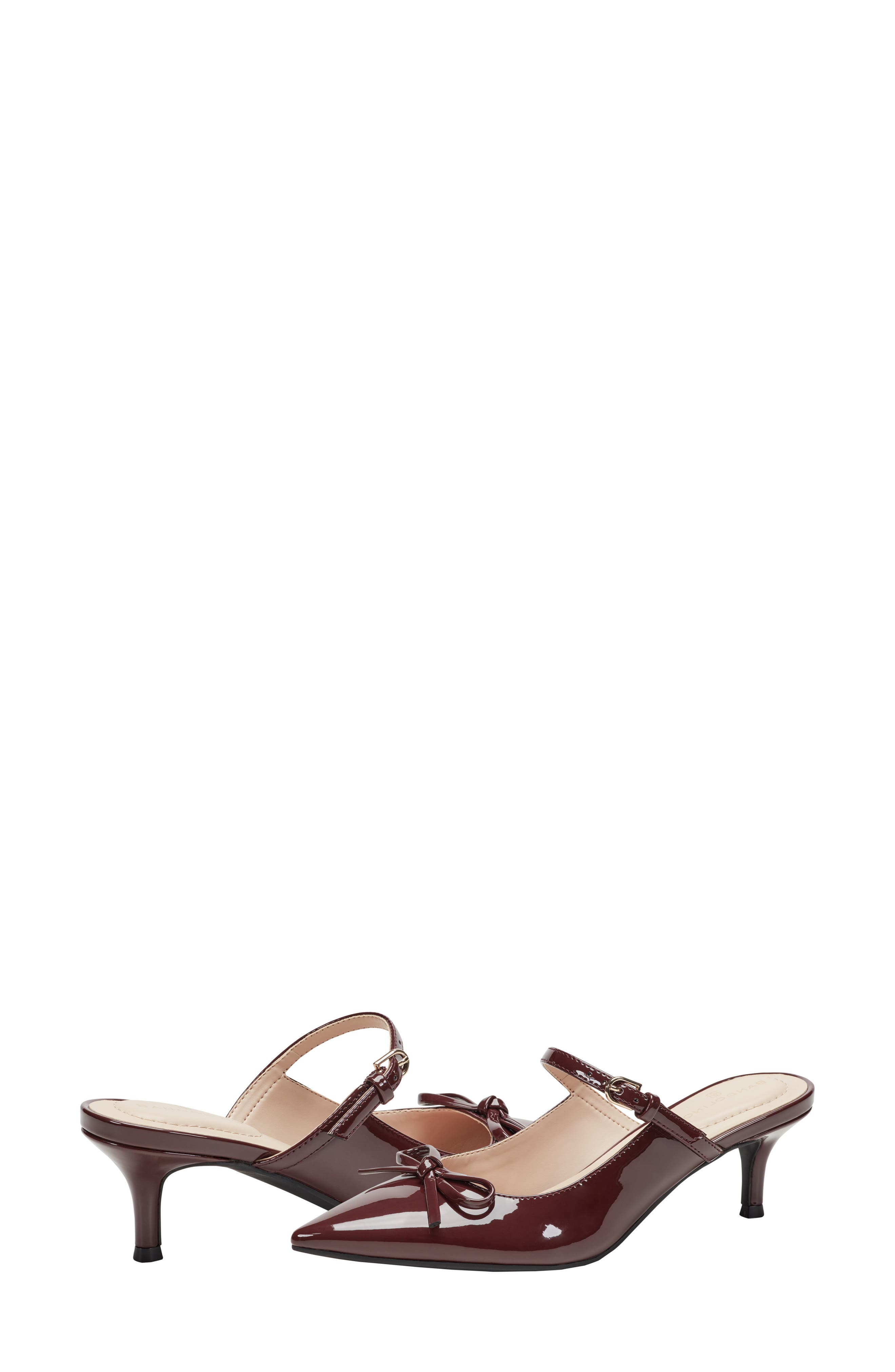 Moss Patent Kitten Heel Mule, Alternate, color, TRUE GARNET