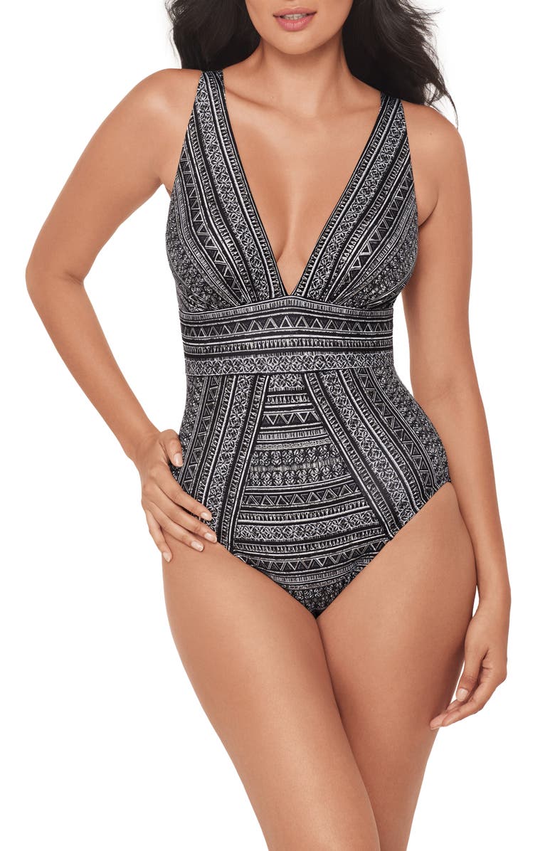 Miraclesuit<sup>®</sup> Elysium Odyssey One-Piece Swimsuit, Main, color, Black/White
