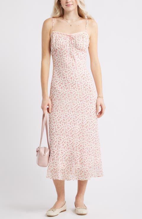 Tie Front Chiffon Midi Dress