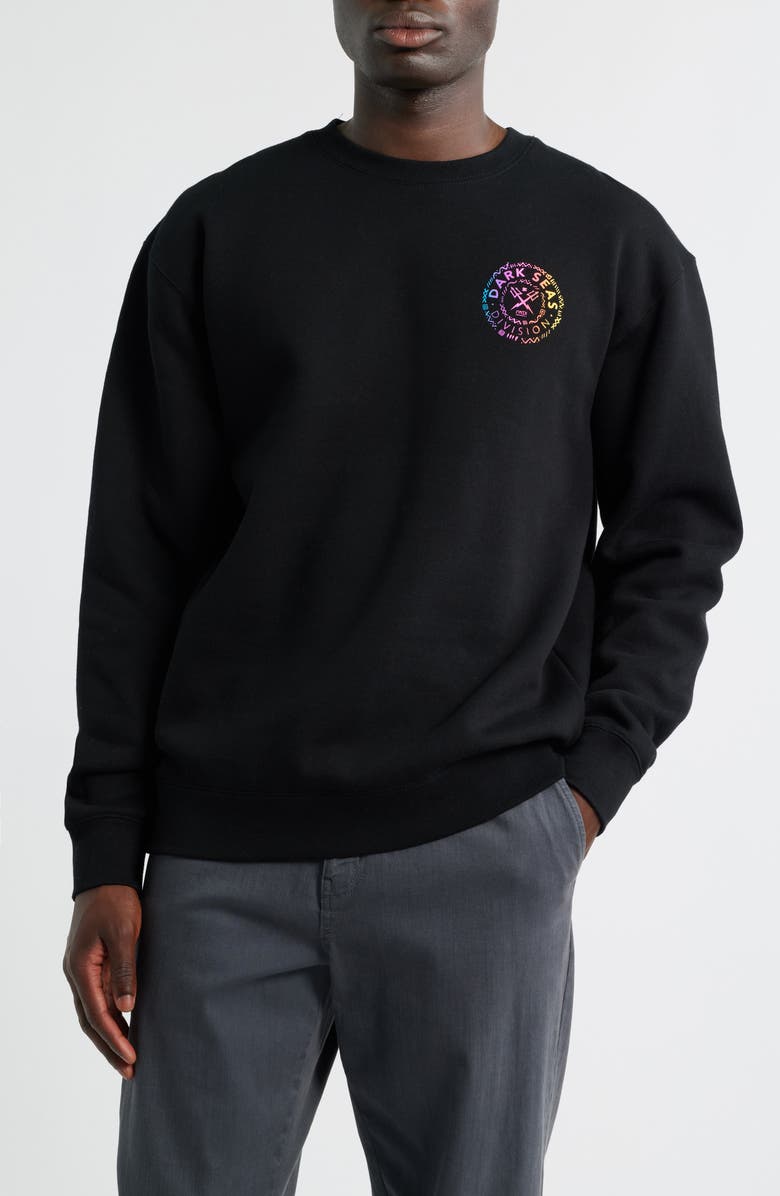 DARK SEAS Neon Logo Fleece Sweatshirt, Main, color, Black