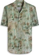 Bugatchi Jackson Palm Tree Print Cotton Camp Shirt