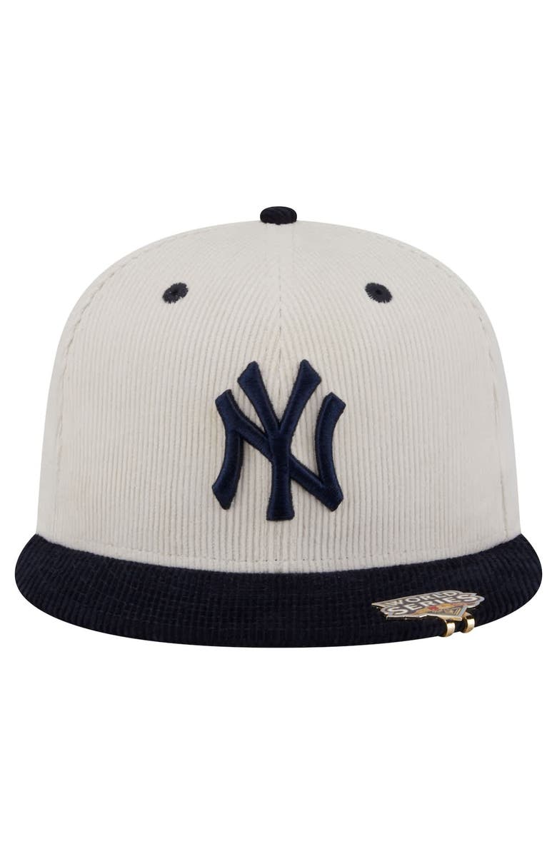 New Era Men's New Era Cream/Navy New York Yankees Two-Tone Corduroy 59FIFTY Fitted Hat, Alternate, color, 