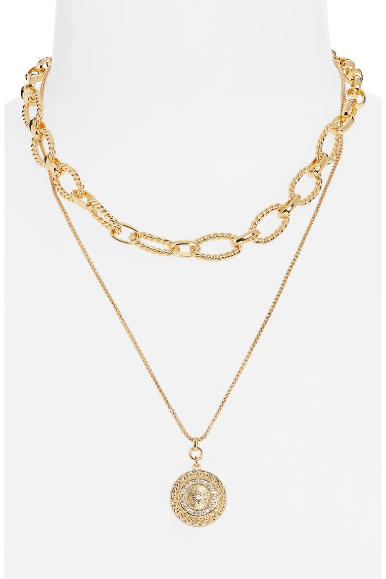 Layered Pendant Necklace, Alternate, color, CLEAR- GOLD