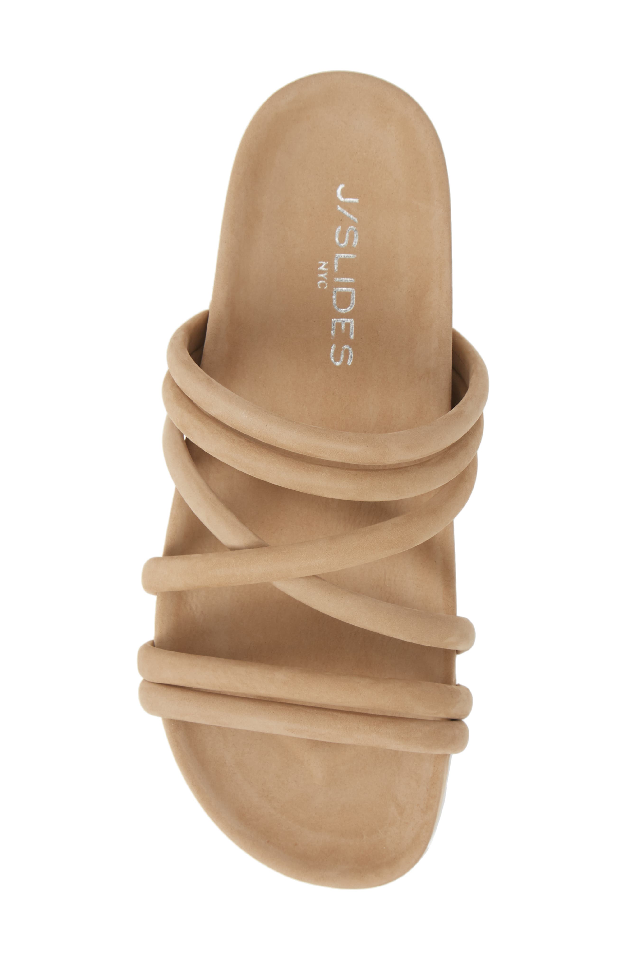 Tess Strappy Slide Sandal, Alternate, color, SAND NUBUCK LEATHER