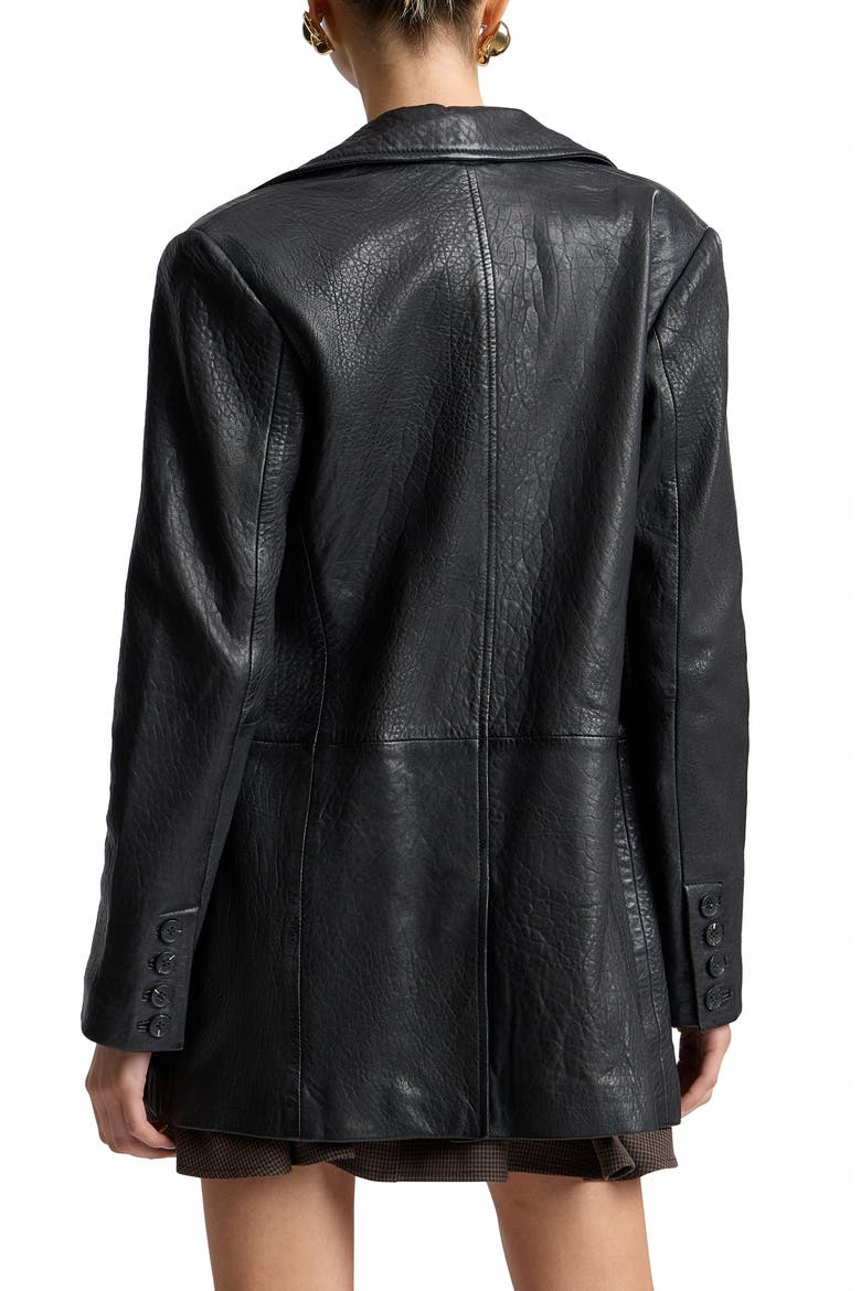 Relaxed Leather Blazer, Alternate, color, BLACK
