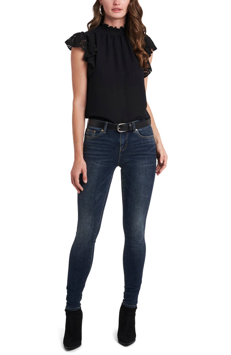 1.STATE Flutter Lace Sleeve Smocked Top, Alternate, color,