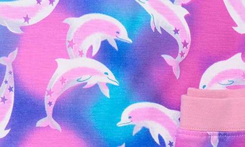 Shop Hatley Kids' Airbrush Dolphins Print Fitted Two-piece Pajamas In Purple