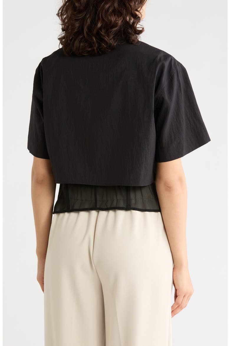 Sheer Trim Boxy Shirt, Alternate, color, BLACK
