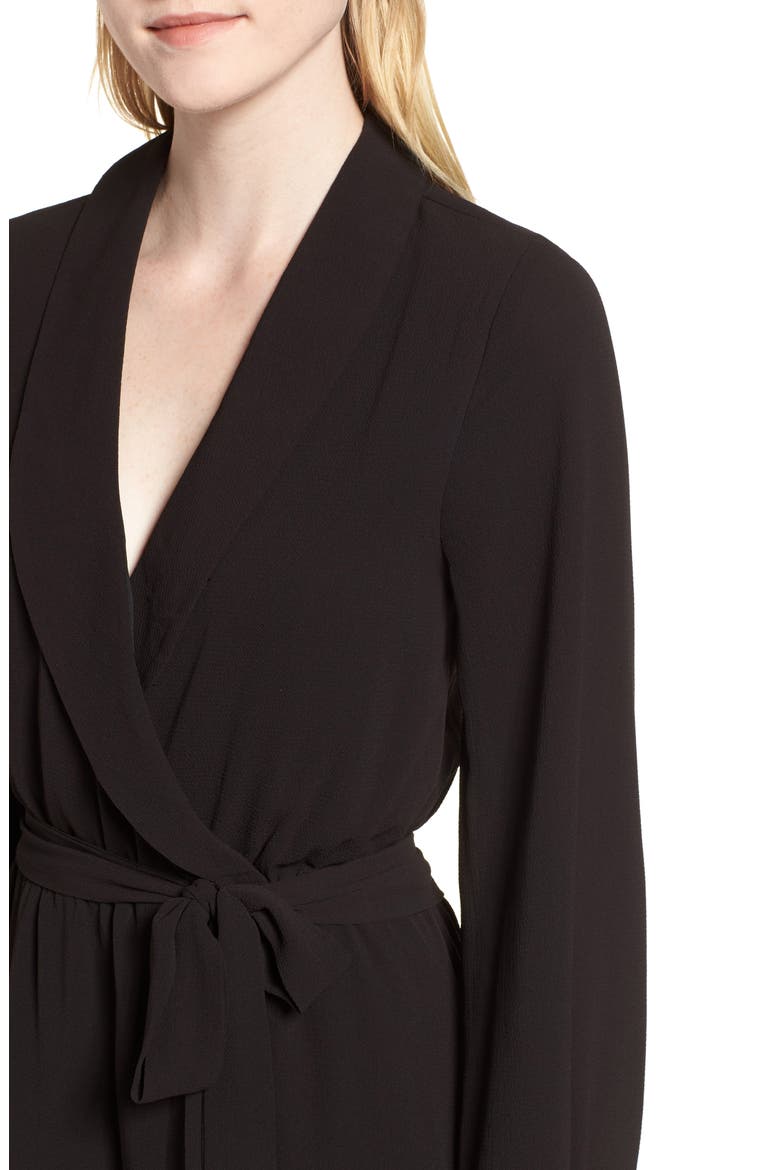 Faux Wrap Dress, Alternate, color, BLACK