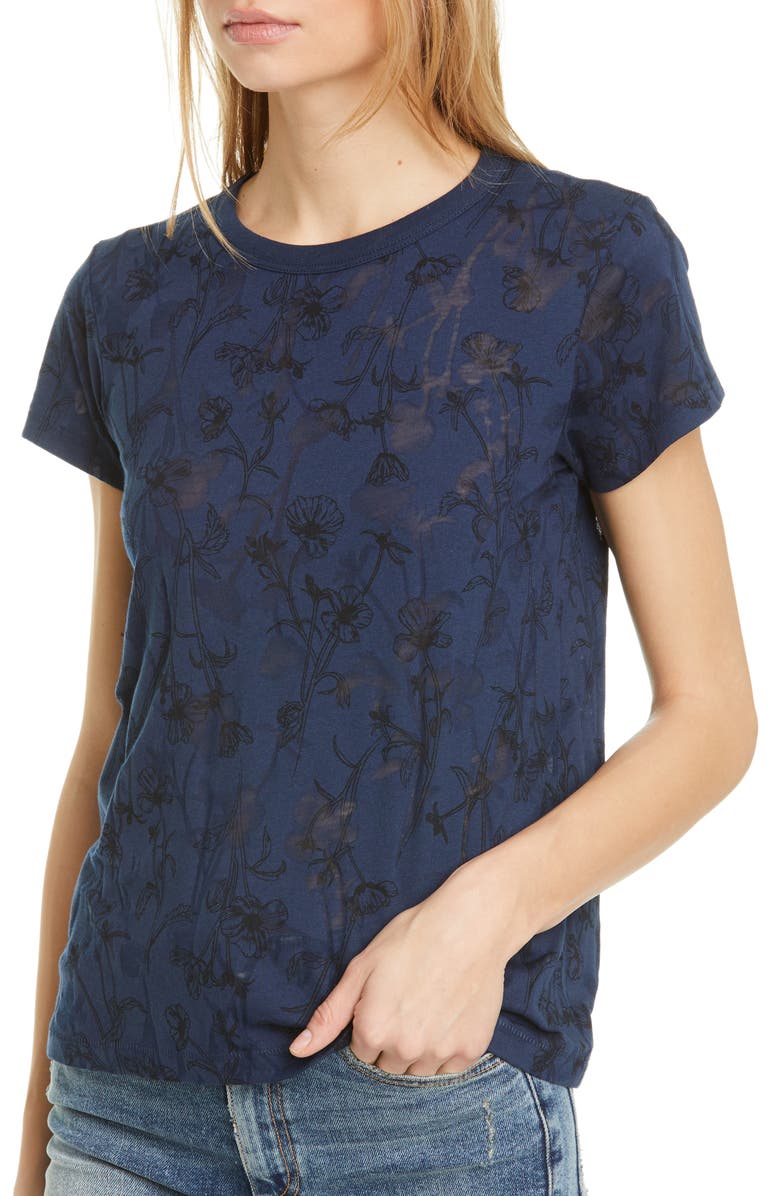 rag & bone Poppy Print Burnout Graphic Tee, Alternate, color, 