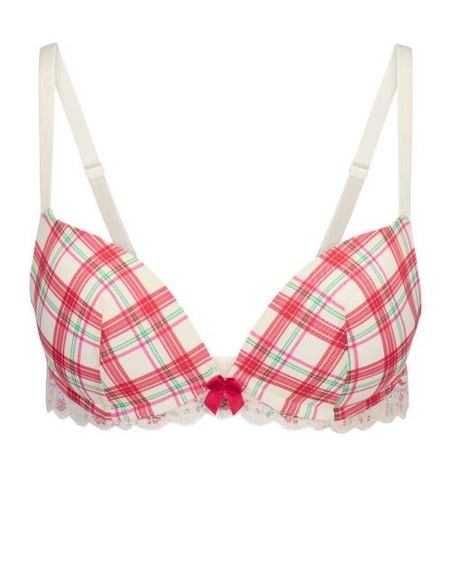 Shop Adore Me Shea Push Up Plunge Bra In Plaid Red
