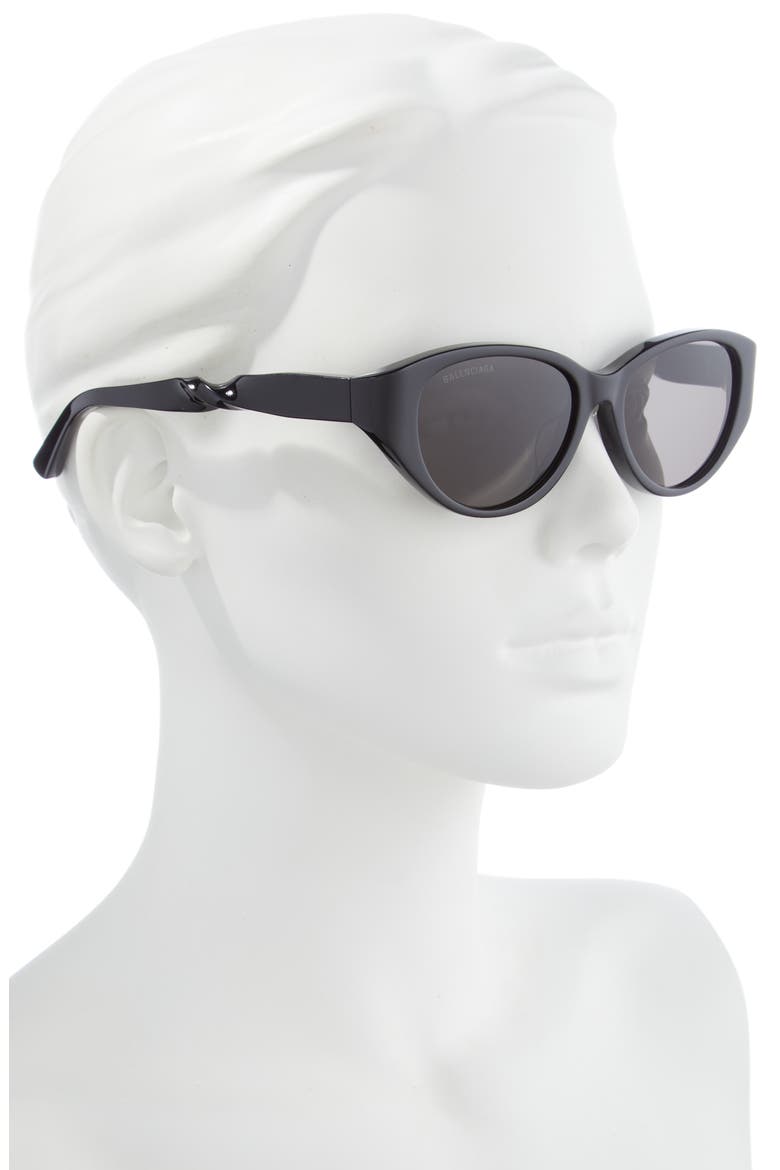 55mm Round Sunglasses, Alternate, color, BLACK