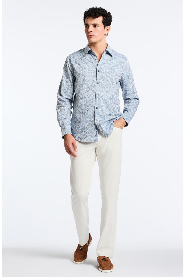 Highland Classic Fit Damask Cotton Button-Up Shirt, Alternate, color, SLATE BLUE
