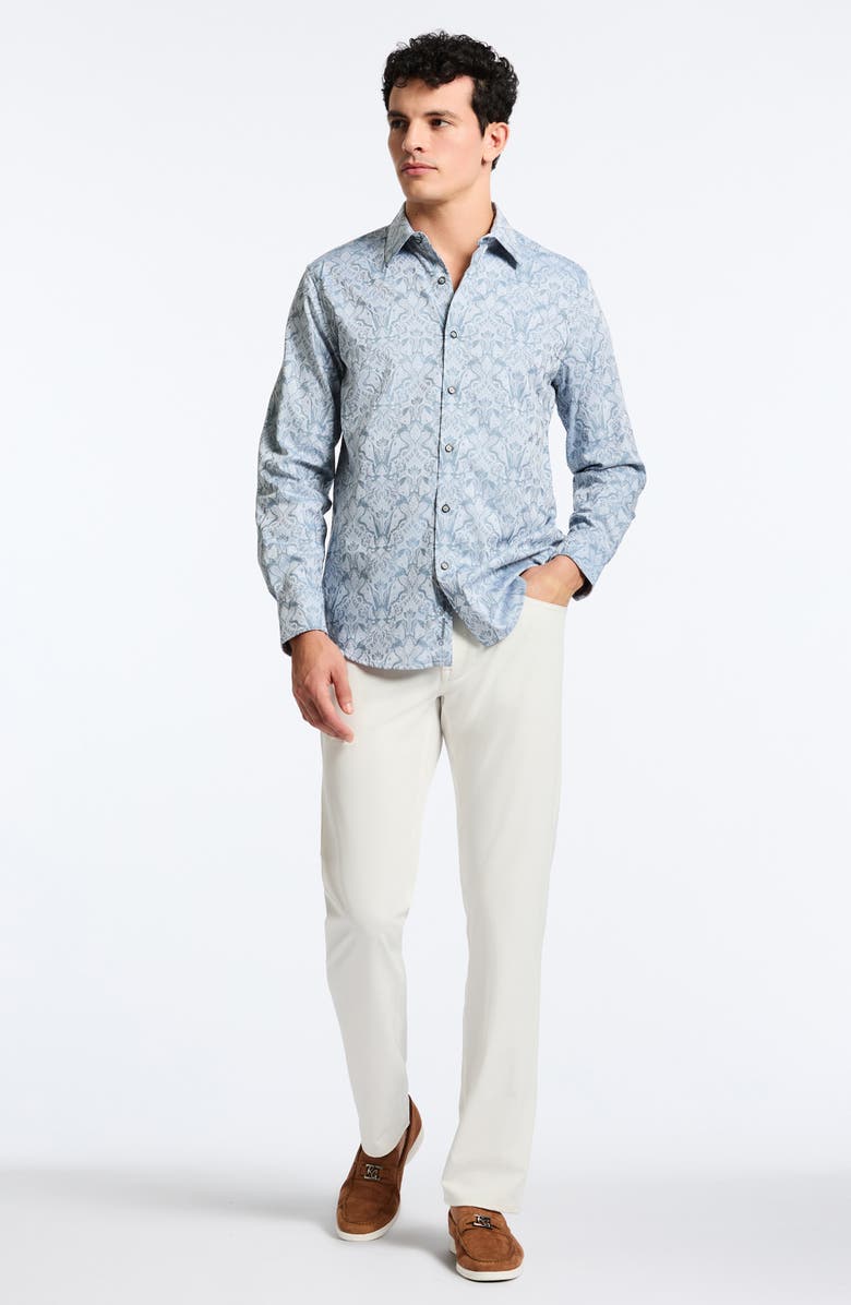 Robert Graham Highland Classic Fit Damask Cotton Button-Up Shirt, Alternate, color, Slate Blue