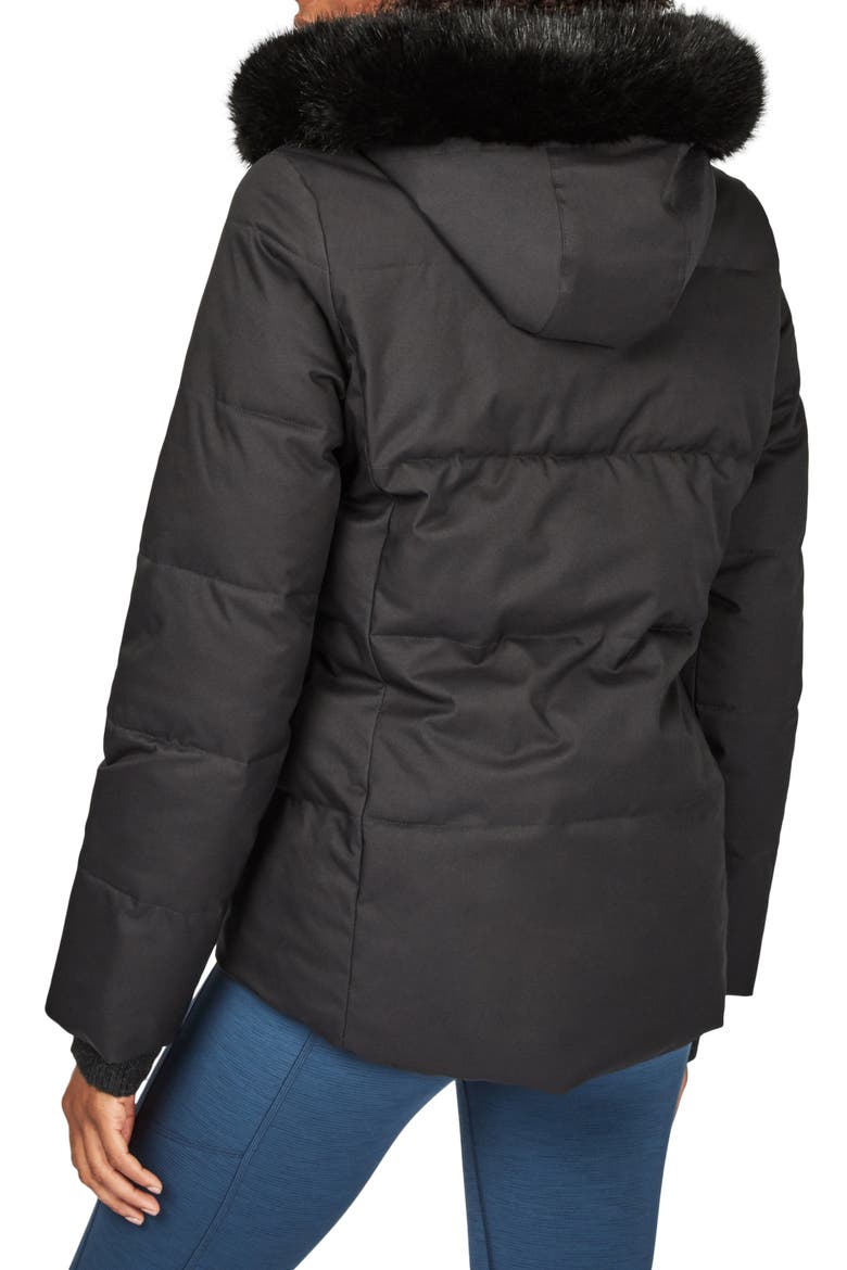 North Pole Quilted Primaloft® Hooded Jacket with Faux Fur Trim, Alternate, color, BLACK