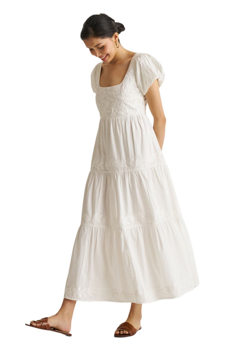 Reistor Puff Sleeve Tiered Maxi Dress Coconut White, Alternate, color, 
