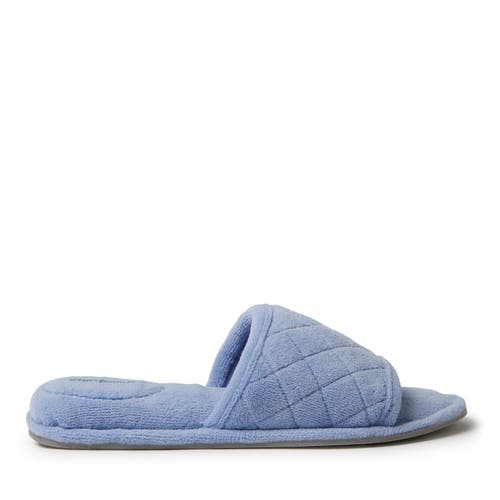 DEARFOAMS DEARFOAMS BEATRICE QUILTED MICROFIBER TERRY SHOWER SLIDE SLIPPER