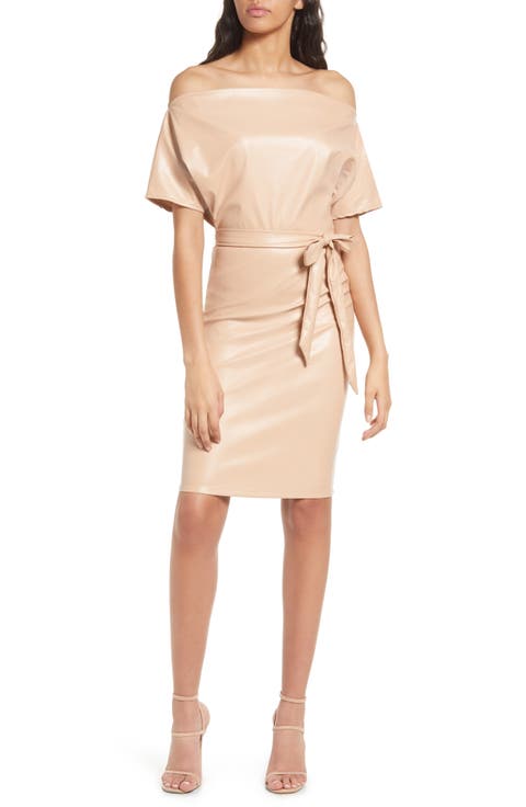 Dolman Sleeve Faux Leather Dress