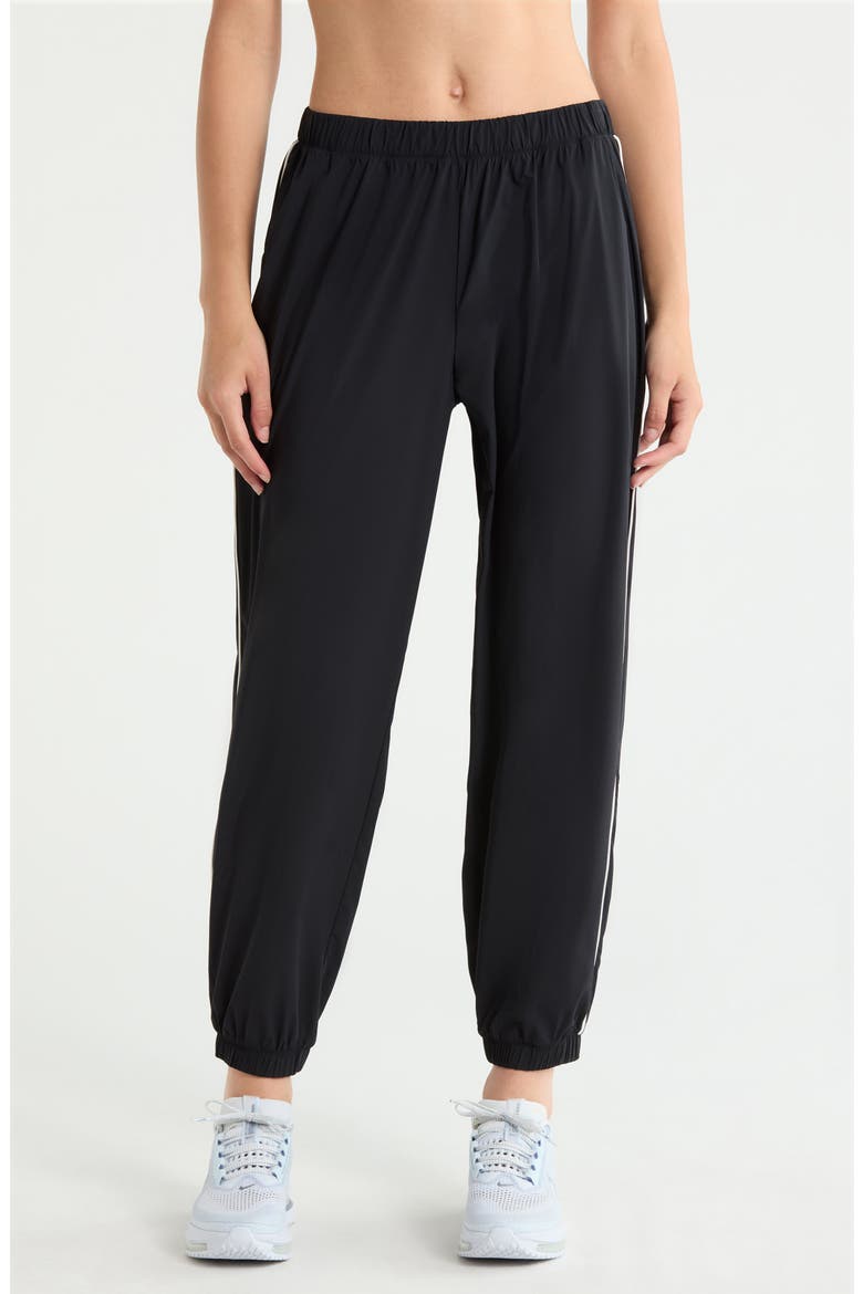 Megan Stretch Nylon Joggers, Main, color, BLACK/ CREME