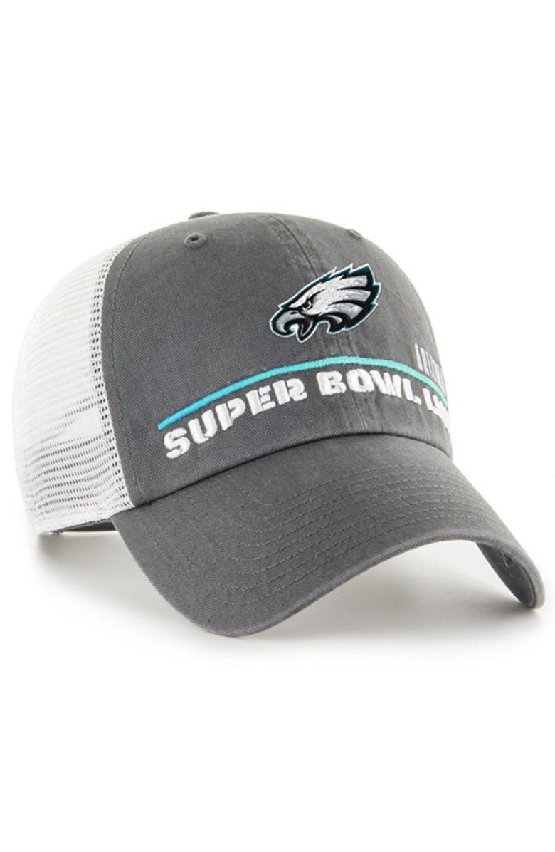 '47 Men's '47  Charcoal Philadelphia Eagles Super Bowl LVII Mesa Trucker Clean Up Adjustable Hat, Alternate, color, 