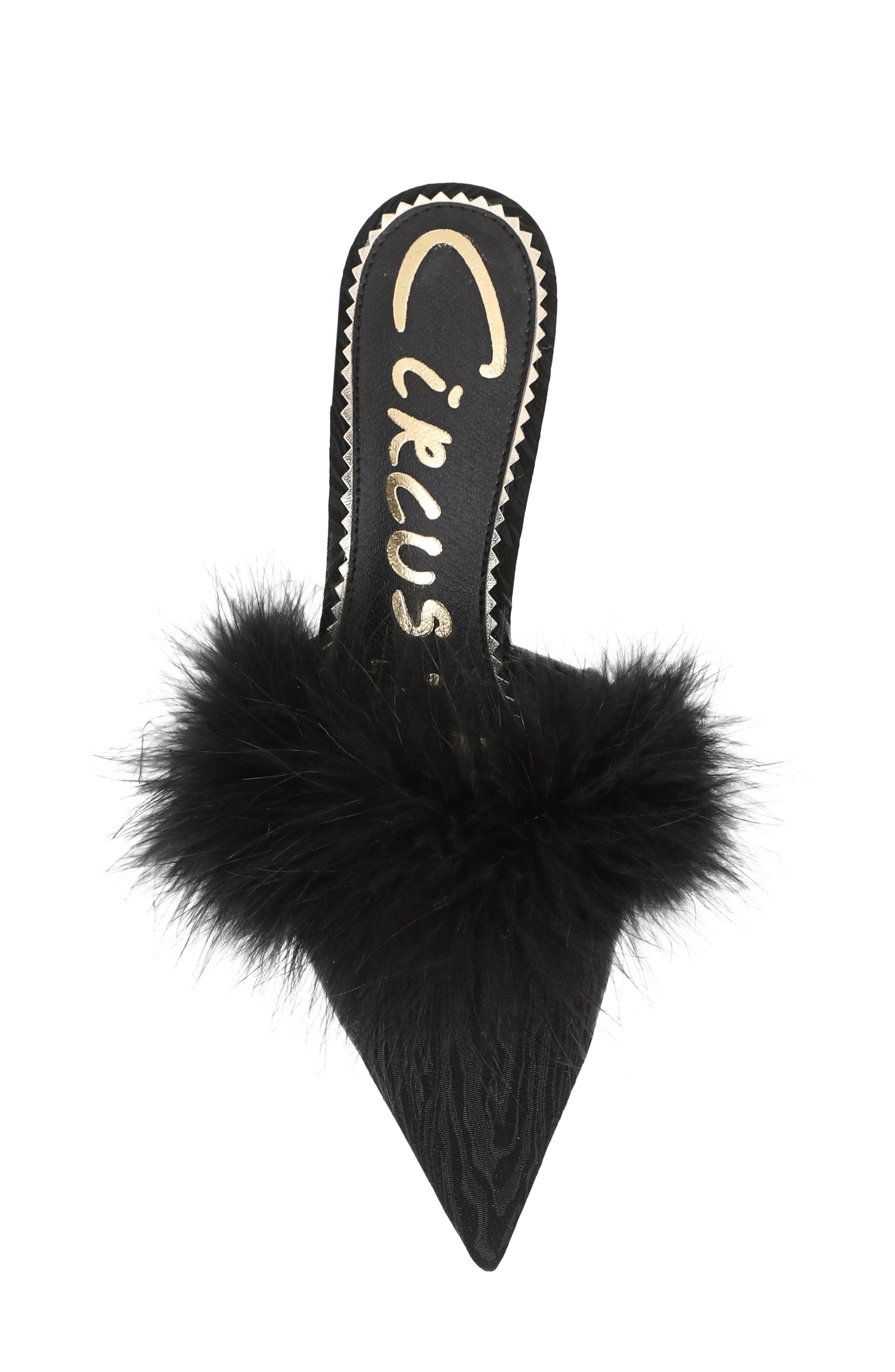 Gemma Fluff Mule, Alternate, color, BLACK