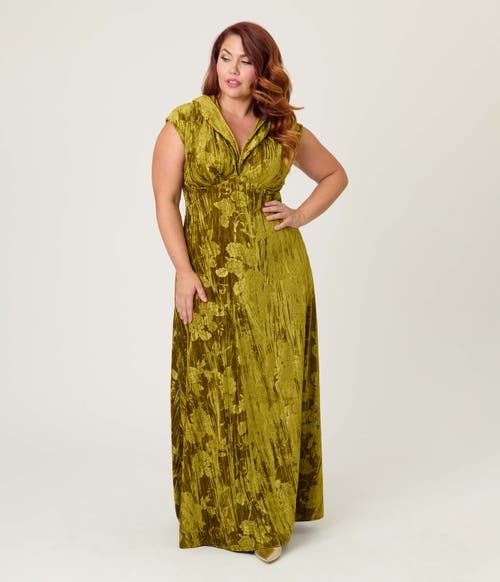 Unique Vintage Plus Size Hooded Maxi Dress In Green