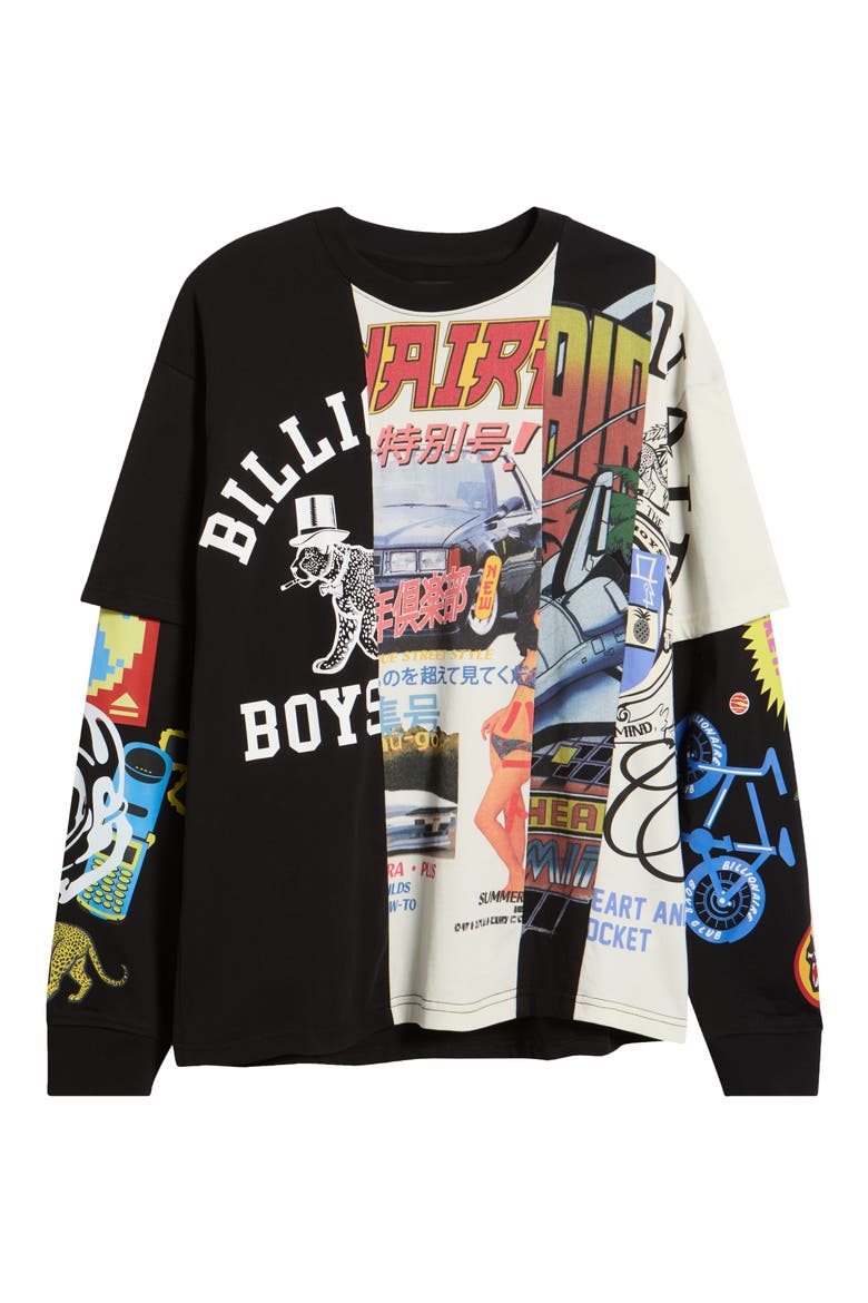 BB Original Patchwork Graphic Knit Shirt, Main, color, BLACK