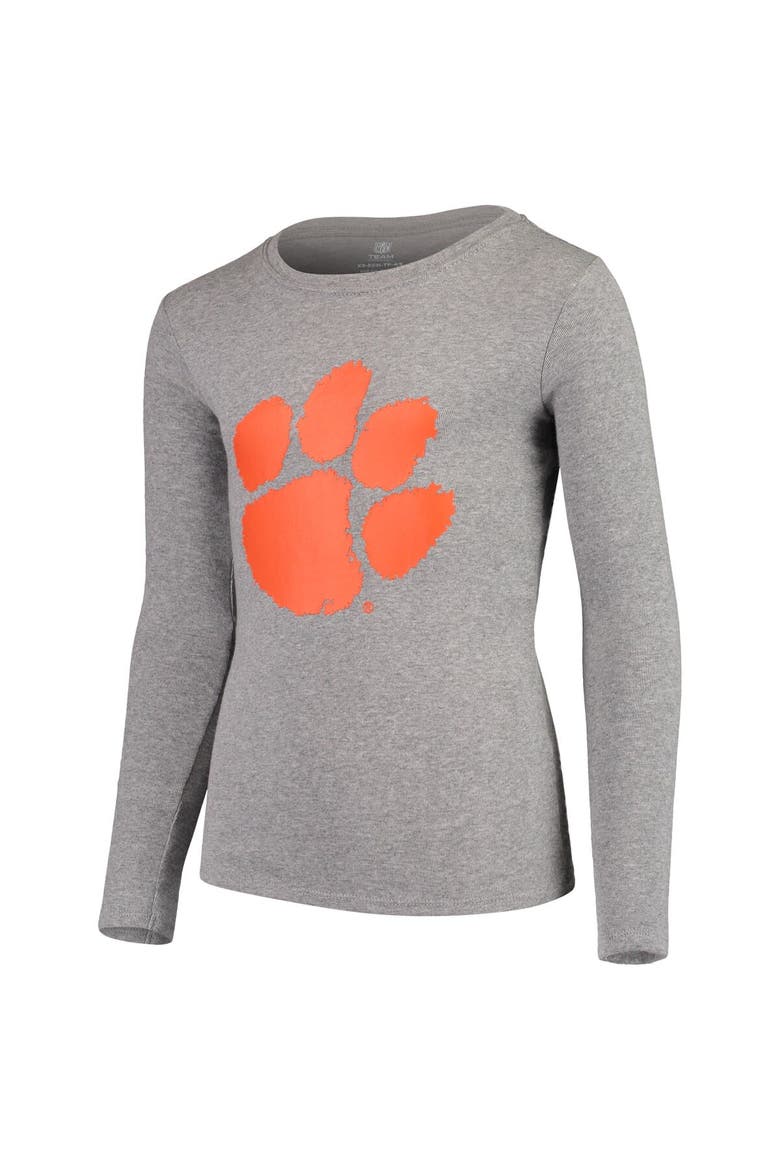 Youth Heathered Gray Clemson Tigers Long Sleeve T-Shirt & Pant Sleep Set, Alternate, color, Gray