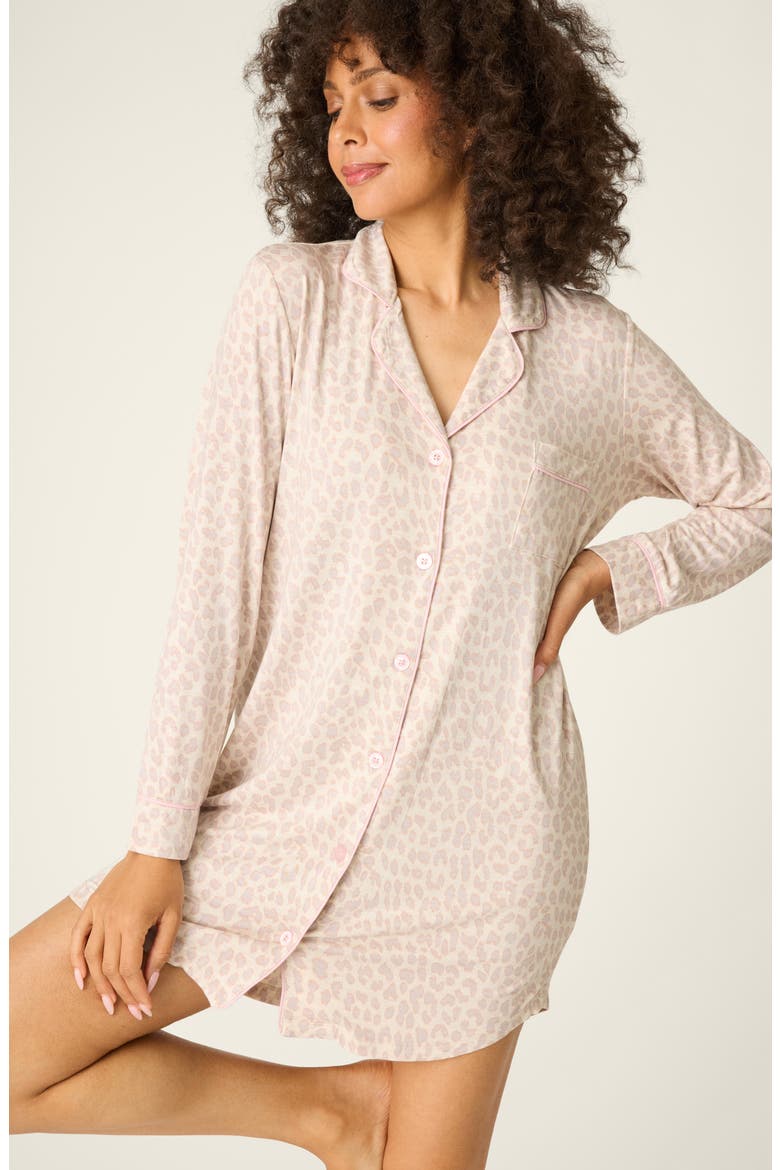 Luxe Leopard Print Jersey Nightgown, Alternate, color, LIGHT BEIGE
